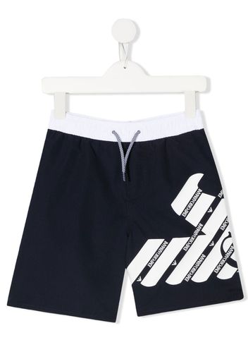 Emporio Armani Kids EA Crew logo-print swim shorts - Blu