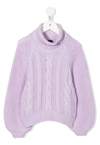 Emporio Armani Kids cable-knit roll-neck jumper - Viola