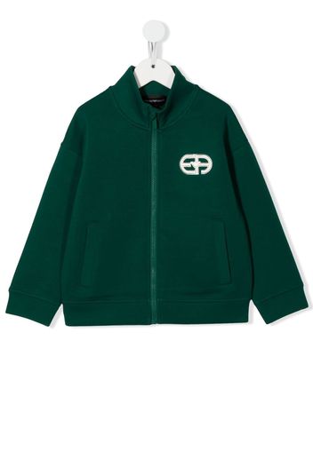 Emporio Armani Kids logo-print long-sleeve cardigan - Verde