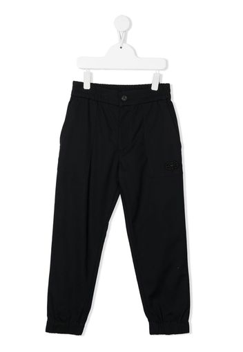 Emporio Armani Kids embroidered-logo four-pocket straight trousers - Blu