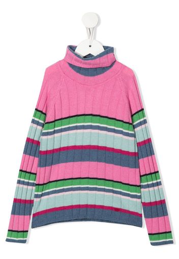 Emporio Armani Kids striped roll-neck jumper - Rosa