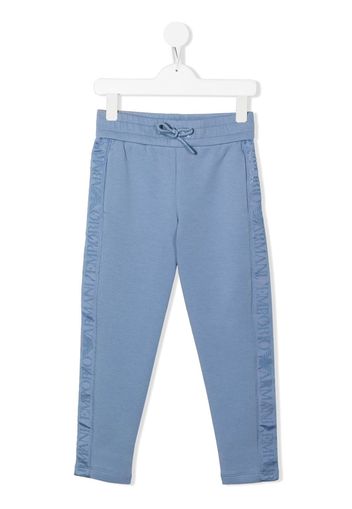 Emporio Armani Kids logo tape-detail cotton track pants - Blu