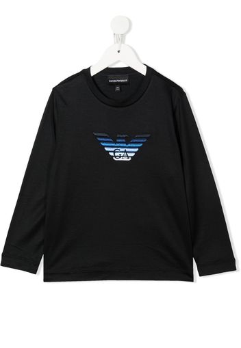 Emporio Armani Kids embroidered-logo T-shirt - Nero