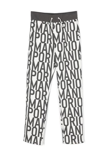 Emporio Armani Kids logo-print stretch-cotton trousers - Bianco