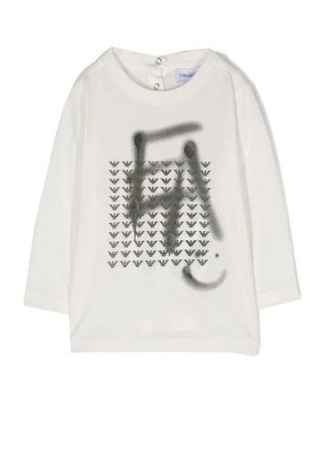 Emporio Armani Kids monogram-pattern T-shirt - Bianco