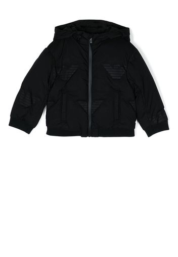 Emporio Armani Kids logo-print hooded jacket - Nero