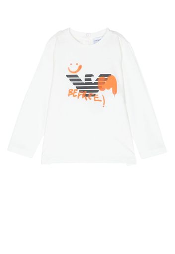 Emporio Armani Kids logo-print cotton T-Shirt - Bianco