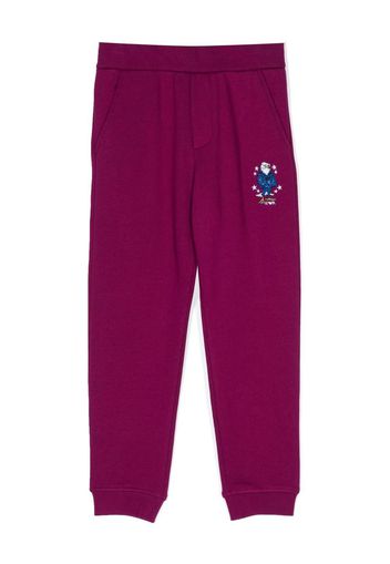 Emporio Armani Kids Eagle embroidered-logo track pants - Viola