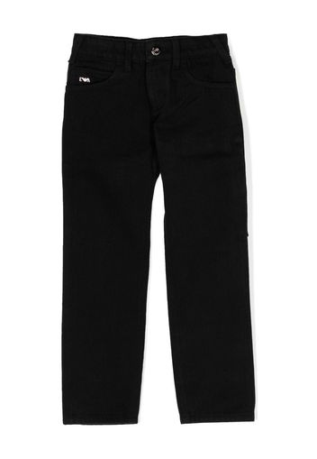 Emporio Armani Kids logo-print straight-leg jeans - Nero