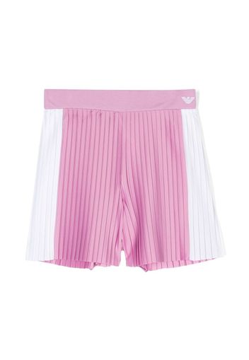 Emporio Armani Kids contrasting-panel pleated shorts - Rosa