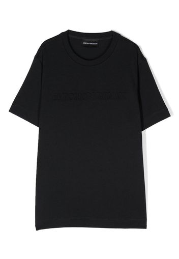 Emporio Armani Kids debossed-logo cotton T-shirt - Blu