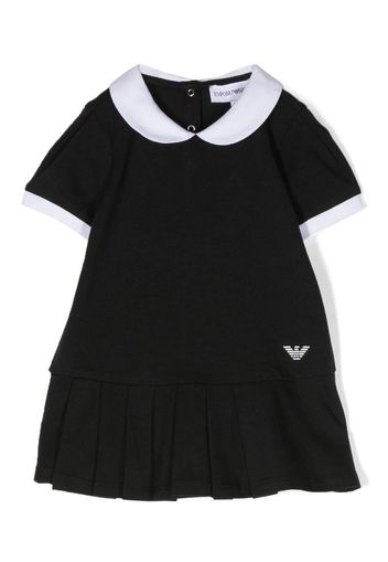 Emporio Armani Kids pleated-skirt stretch-cotton dress - Nero