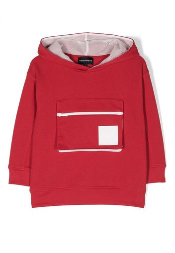 Emporio Armani Kids zip-pocket cotton hoodie - Rosso