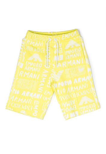 Emporio Armani Kids all-over logo-print shorts - Giallo