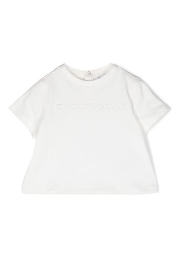 Emporio Armani Kids logo embroidered cotton T-shirt - Bianco