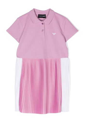 Emporio Armani Kids embroidered-logo pleated-skirt dress - Rosa