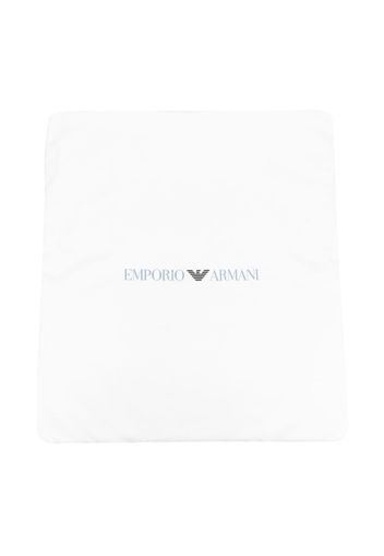 Emporio Armani Kids logo-print cotton blanket - Blu