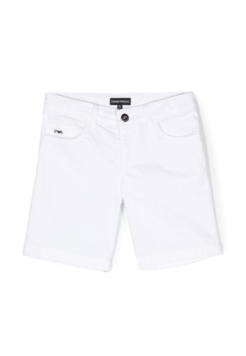 Emporio Armani Kids logo-plaque five-pocket shorts - Bianco