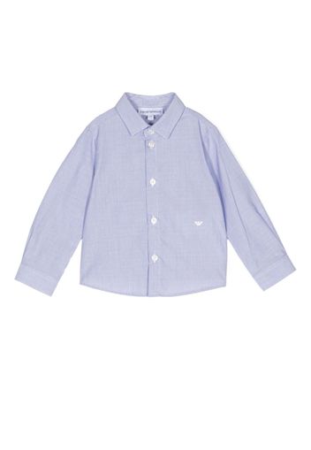 Emporio Armani Kids embroidered-logo long-sleeve shirt - Blu