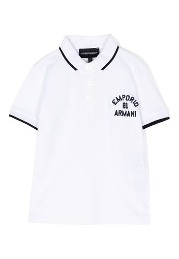 Emporio Armani Kids embroidered-logo polo shirt - Bianco