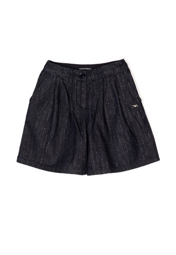 Emporio Armani Kids pleated cotton shorts - Blu