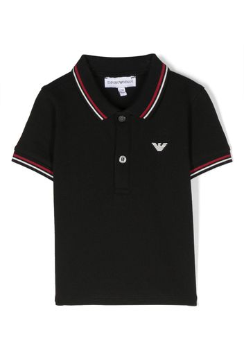 Emporio Armani Kids logo-print striped polo shirt - Nero