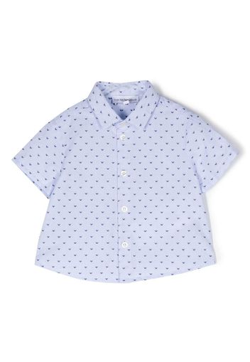 Emporio Armani Kids monogram-pattern shirt - Blu