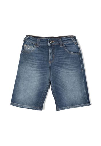 Emporio Armani Kids logo-plaque denim shorts - Blu