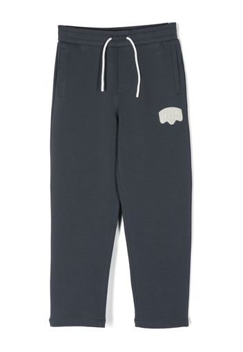 Emporio Armani Kids logo-patch drawstring trousers - Blu