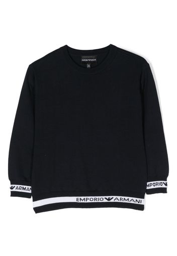 Emporio Armani Kids logo-print knitted sweater - Blu