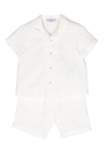 Emporio Armani Kids linen flax-cotton-blend shorts - Bianco