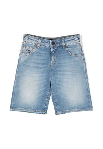 Emporio Armani Kids logo-plaque denim shorts - Blu