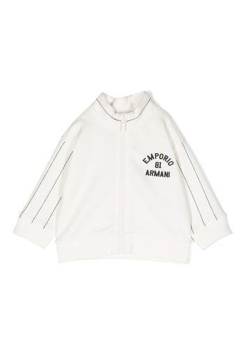 Emporio Armani Kids stripe-detailing zip-up jacket - Bianco