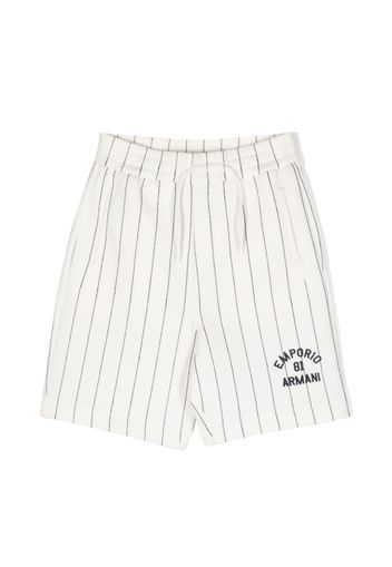 Emporio Armani Kids logo-embroidered stripe-detail shorts - Bianco