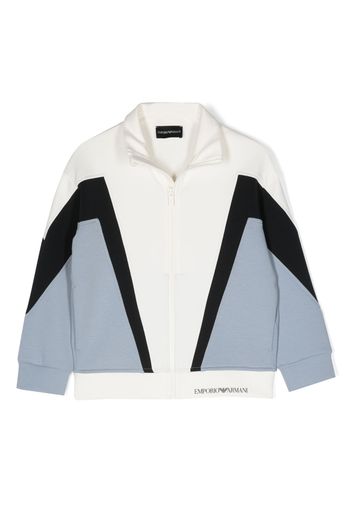 Emporio Armani Kids colour-block panel logo-print jacket - Bianco