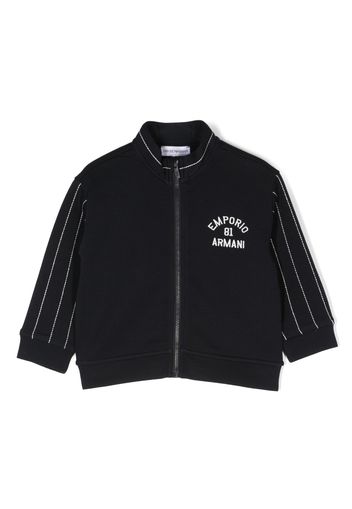 Emporio Armani Kids stripe-detailing zip-up jacket - Blu