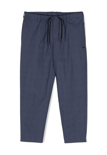 Emporio Armani Kids drawstring stretch-cotton trousers - Blu