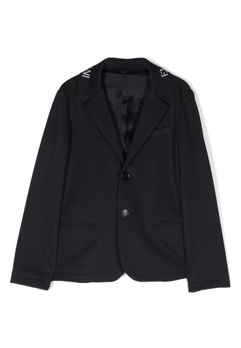 Emporio Armani Kids logo-lettering single-breasted blazer - Blu