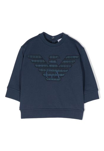 Emporio Armani Kids logo-patch cotton sweatshirt - Blu