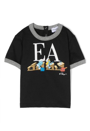 Emporio Armani Kids Smurfs-print organic-cotton T-shirt - Blu