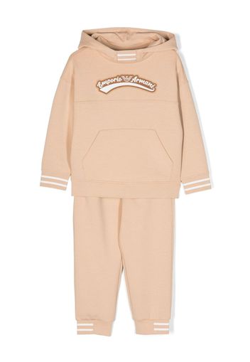 Emporio Armani Kids logo-embroidered cotton tracksuit set - Toni neutri