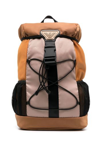 Emporio Armani Kids logo-plaque camping backpack - Marrone