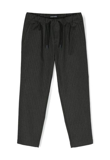 Emporio Armani Kids drawstring-waistband trousers - Grigio