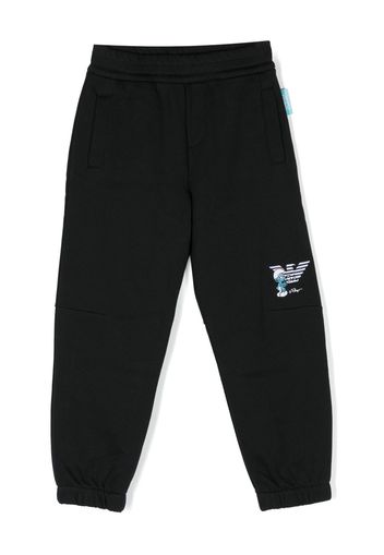 Emporio Armani Kids x Smurfs embroidered-logo track pants - Nero