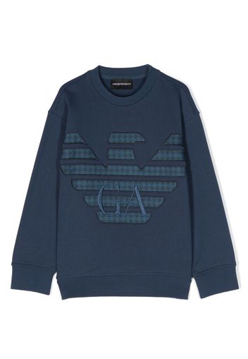 Emporio Armani Kids logo-patch cotton sweatshirt - Blu