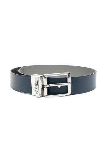 Emporio Armani Kids logo-engraved faux-leather belt - Blu