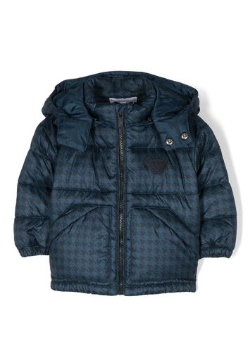 Emporio Armani Kids houndstooth-print recycled polyester padded jacket - Blu