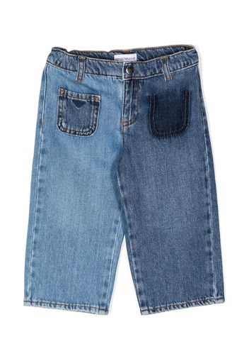 Emporio Armani Kids embroidered-logo cotton jeans - Blu