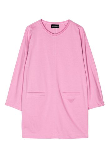 Emporio Armani Kids logo-embroidered cotton dress - Viola