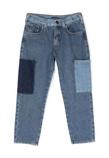 Emporio Armani Kids Jeans dritti con tasche a contrasto - Blu